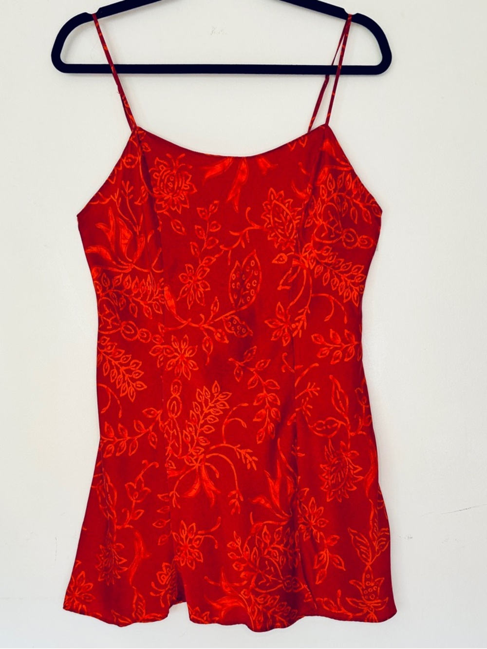 VICTORIA’S SECRET 1999 Vintage Red & Orange Floral Pure Silk Slip Dress